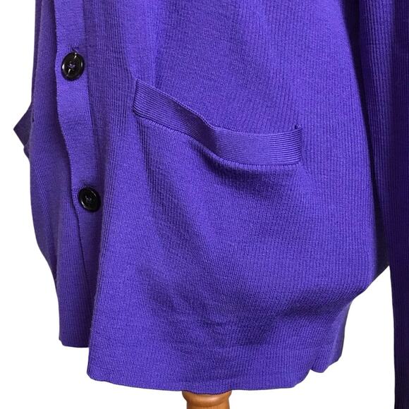 Ralph Lauren Black Label Indigo Blue Purple Merino Wool Ribbed Cardigan Sweater - Picture 10 of 11